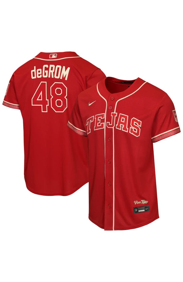 Nike Youth Nike Jacob deGrom Red Texas Rangers 2026 City Connect Stadium Jersey, Main, color, Red
