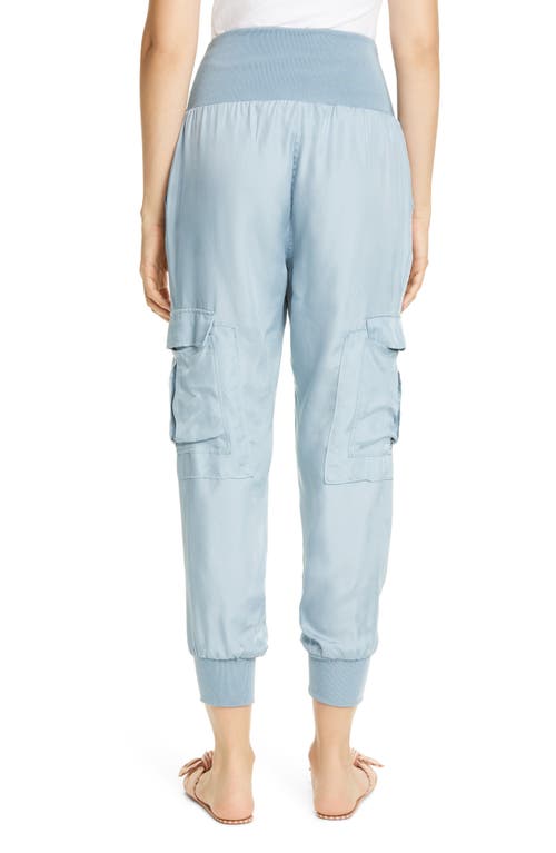 Cinq À Sept Giles Cupro Crop Cargo Joggers In Blue