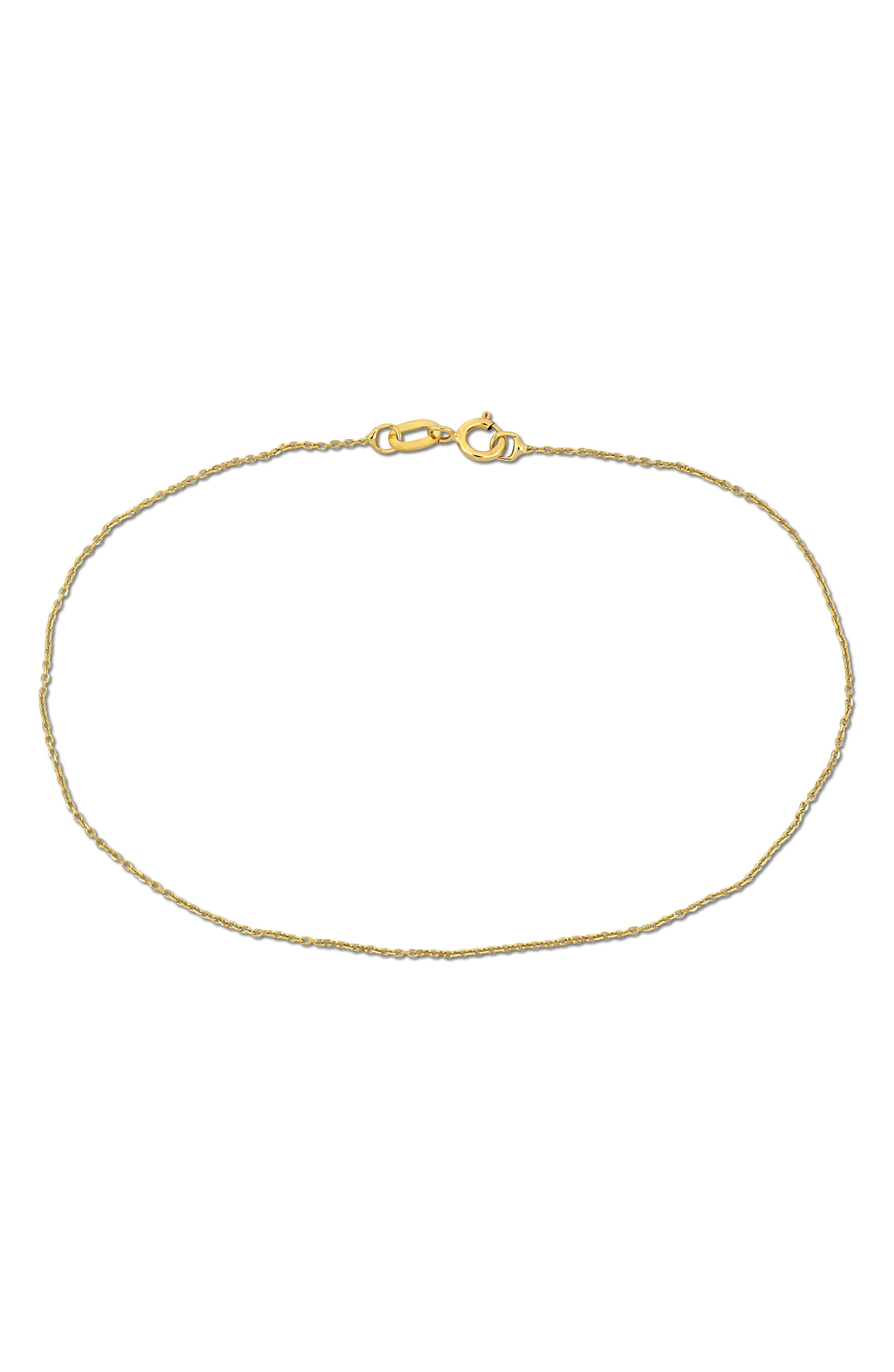 DELMAR 14K Yellow Gold Diamond Cut Cable Chain Bracelet