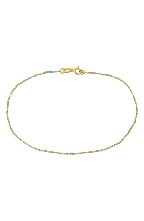 14K Yellow Gold Diamond Cut Cable Chain Bracelet