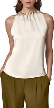 Donna Karan New York Hardware Neck Satin Blouse