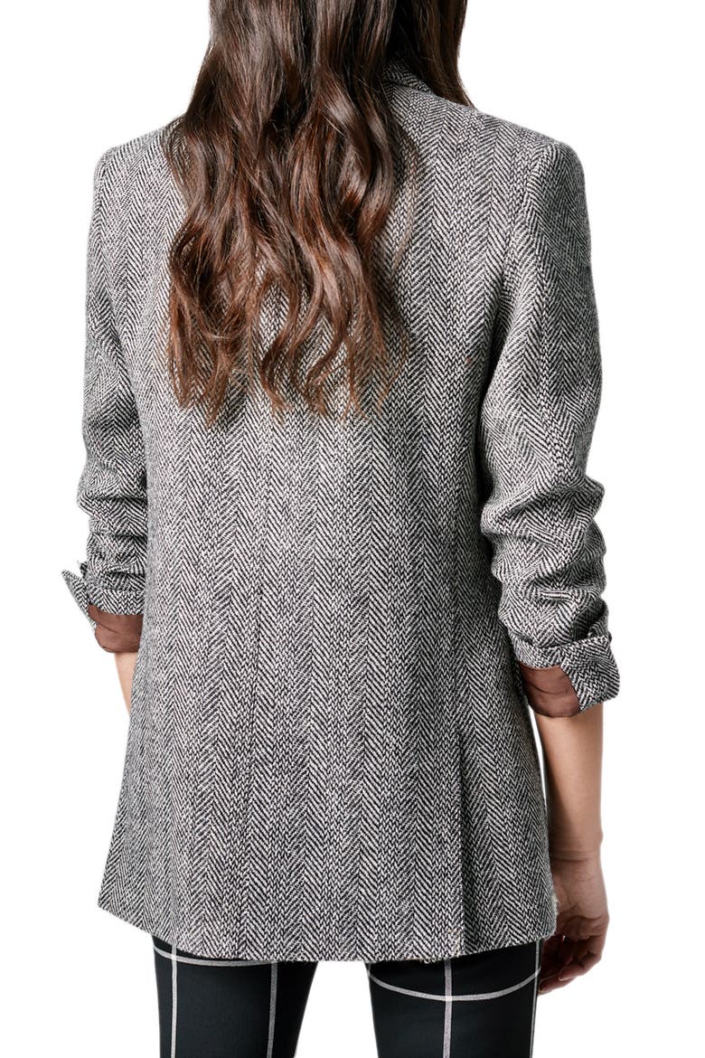 Oversize DB Herringbone Wool Blazer, Alternate, color, BLACK/ IVORY HERRINGBONE