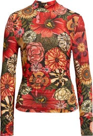 FARM Rio Flowershop Long Sleeve Mock Neck Jersey Top