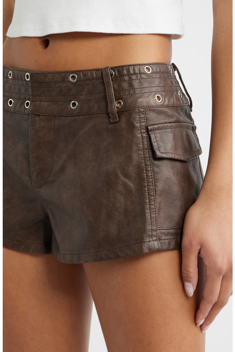 Born to Ride Faux Leather Shorts, Alternate, color, BROWN