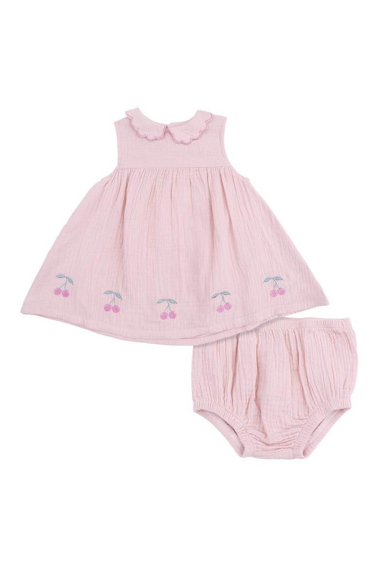 Kids' Embroidered Organic Cotton Muslin Dress & Bloomers Set, Main, color, PINK