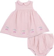 Angel Dear Kids' Embroidered Organic Cotton Muslin Dress & Bloomers Set