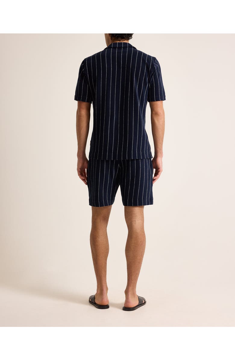 Orlebar Brown Hawkin Towelling Relaxed Fit Towelling Stripe Shirt, Alternate, color, Night Iris/White Sand