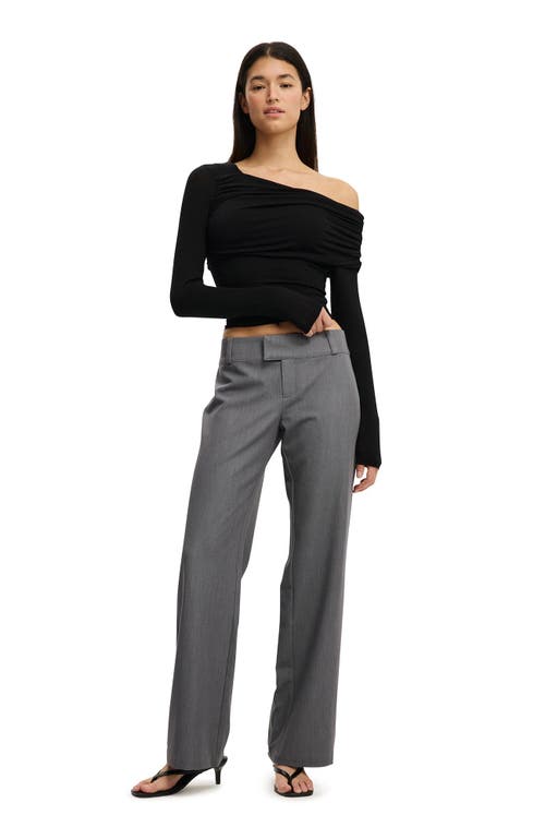 Cotton On One Shoulder Base Layer Long Sleeve In Black