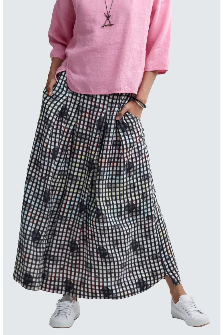 Evania Neon Print Linen Skirt, Main, color, Neon Black