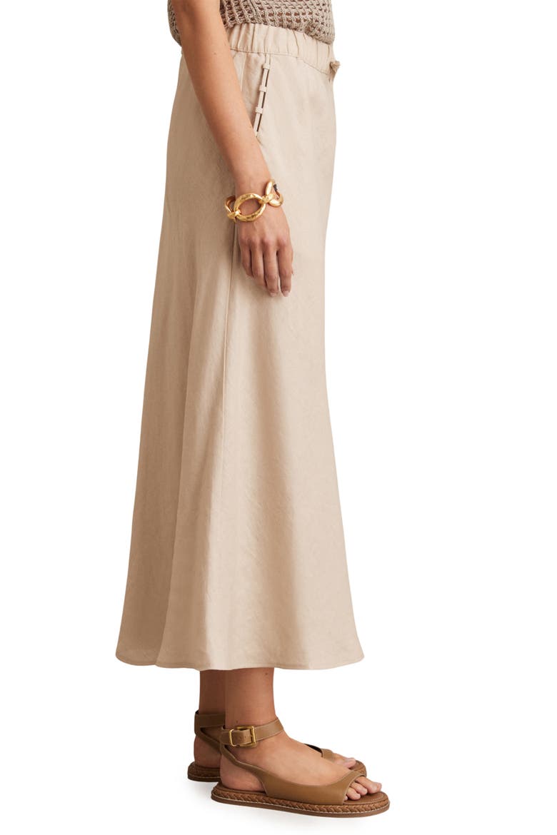 Roxi Drawstring Waist Linen Midi Skirt, Alternate, color, NEUTRAL