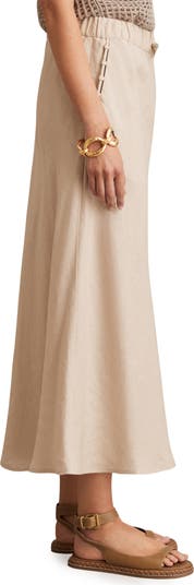 Reiss Roxi Drawstring Waist Linen Midi Skirt | Nordstrom