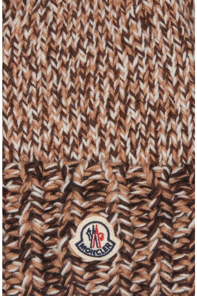 Logo Patch Rib Wool Beanie, Alternate, color, BROWN/ BEIGE MULTI
