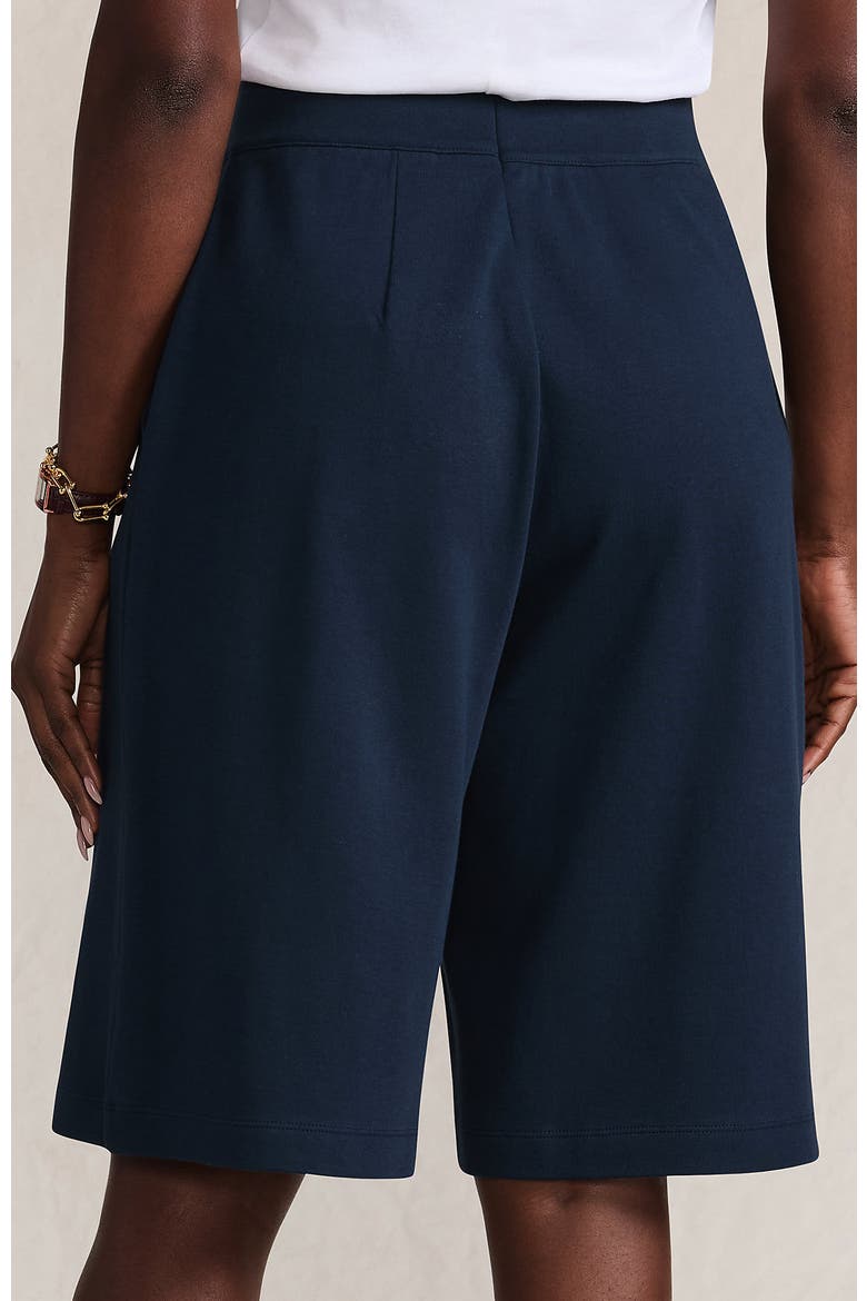 Knit High Rise Pleated 12" Bermuda Shorts, Alternate, color, Radiant Navy