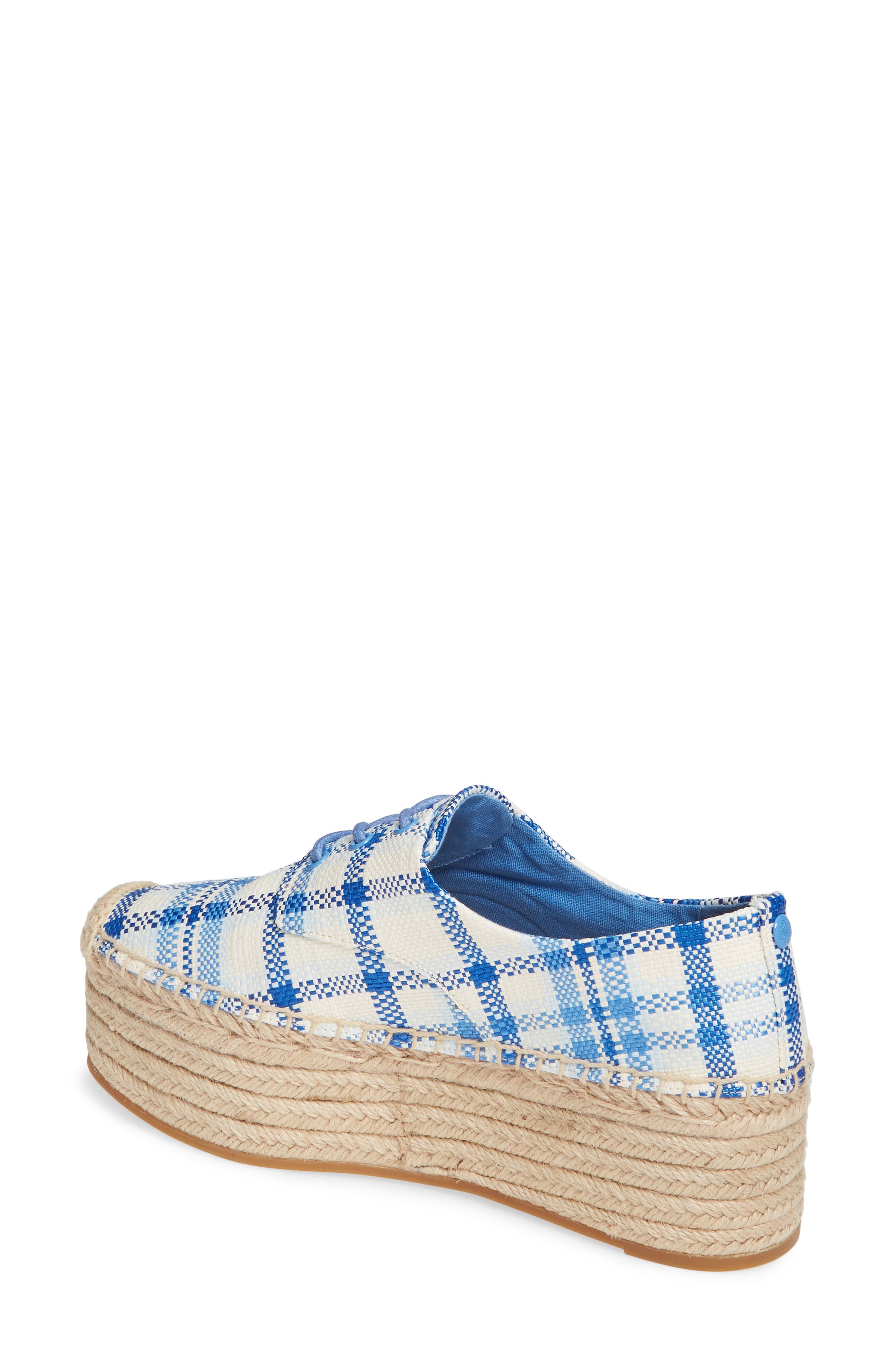 Florence Platform Espadrille, Alternate, color, BLUE CHECK IN PLAID