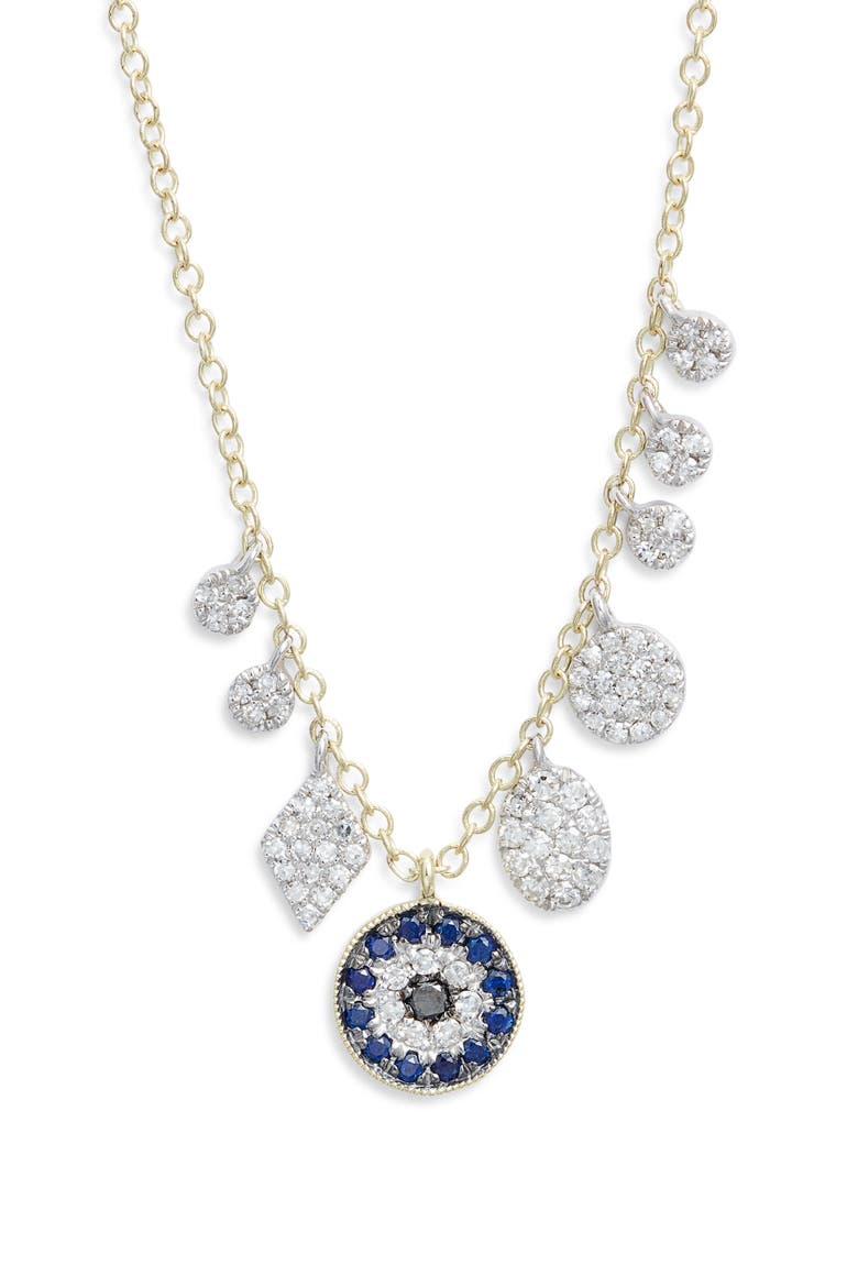 Evil Eye Diamond & Sapphire Necklace, Main, color, BLUE