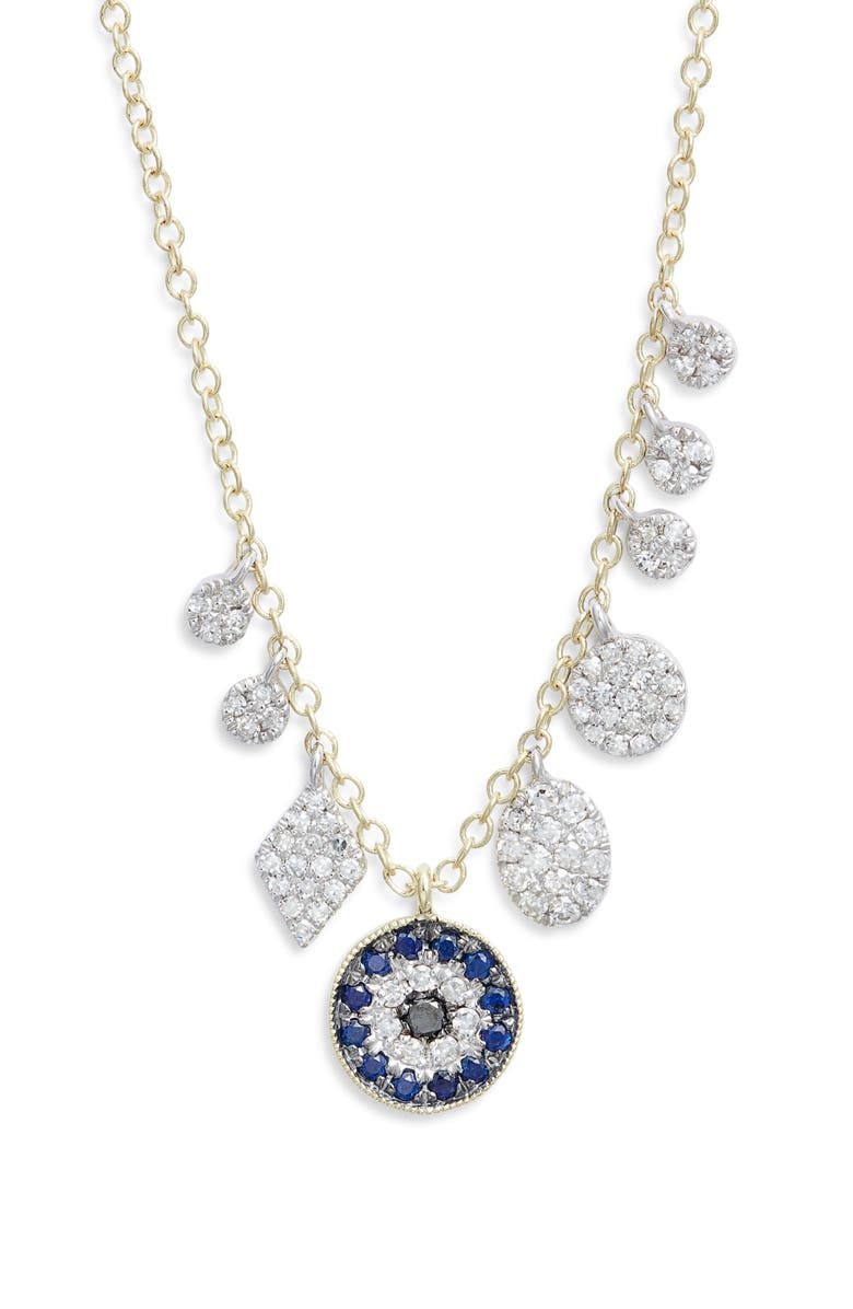 Meira T Evil Eye Diamond & Sapphire Necklace, Main, color, Blue