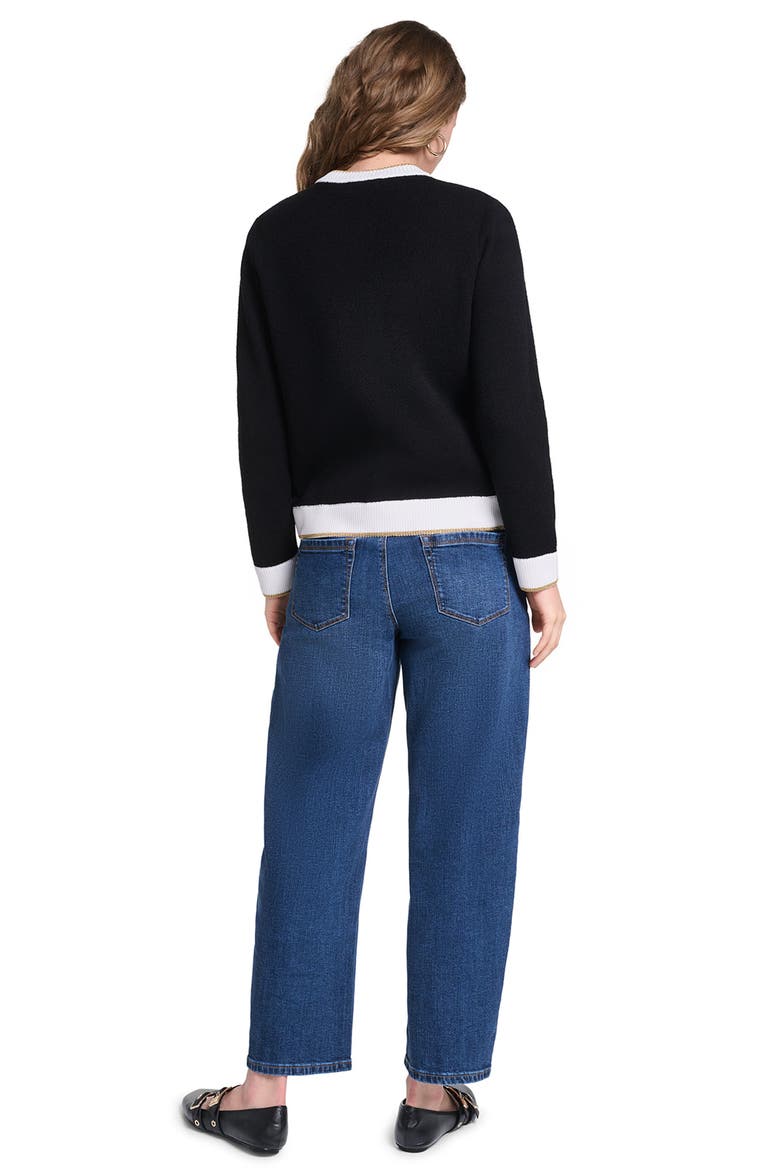 4-Pocket Cardigan, Alternate, color, BLACK/ SOFT WHITE/ GOLD