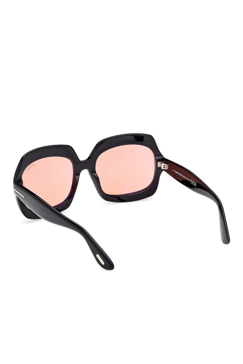 Ren 60mm Geometric Sunglasses, Alternate, color, BLACK/OTHER / BROWN