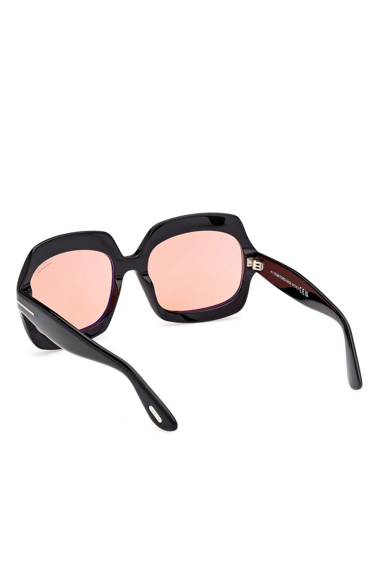 TOM FORD Ren 60mm Geometric Sunglasses, Alternate, color, Black/Other / Brown