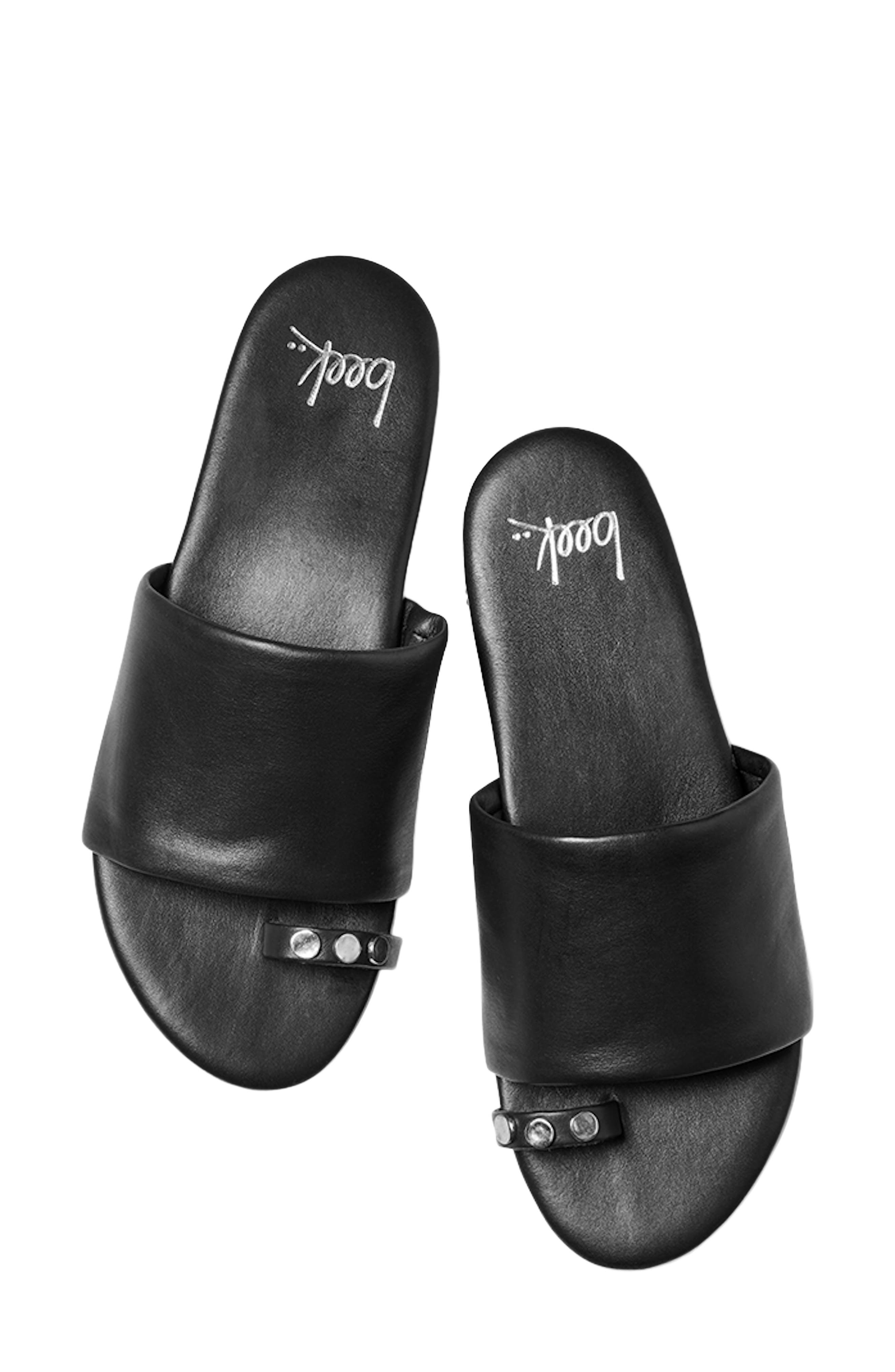 Vireo Leather Slide Sandal, Alternate, color, BLACK
