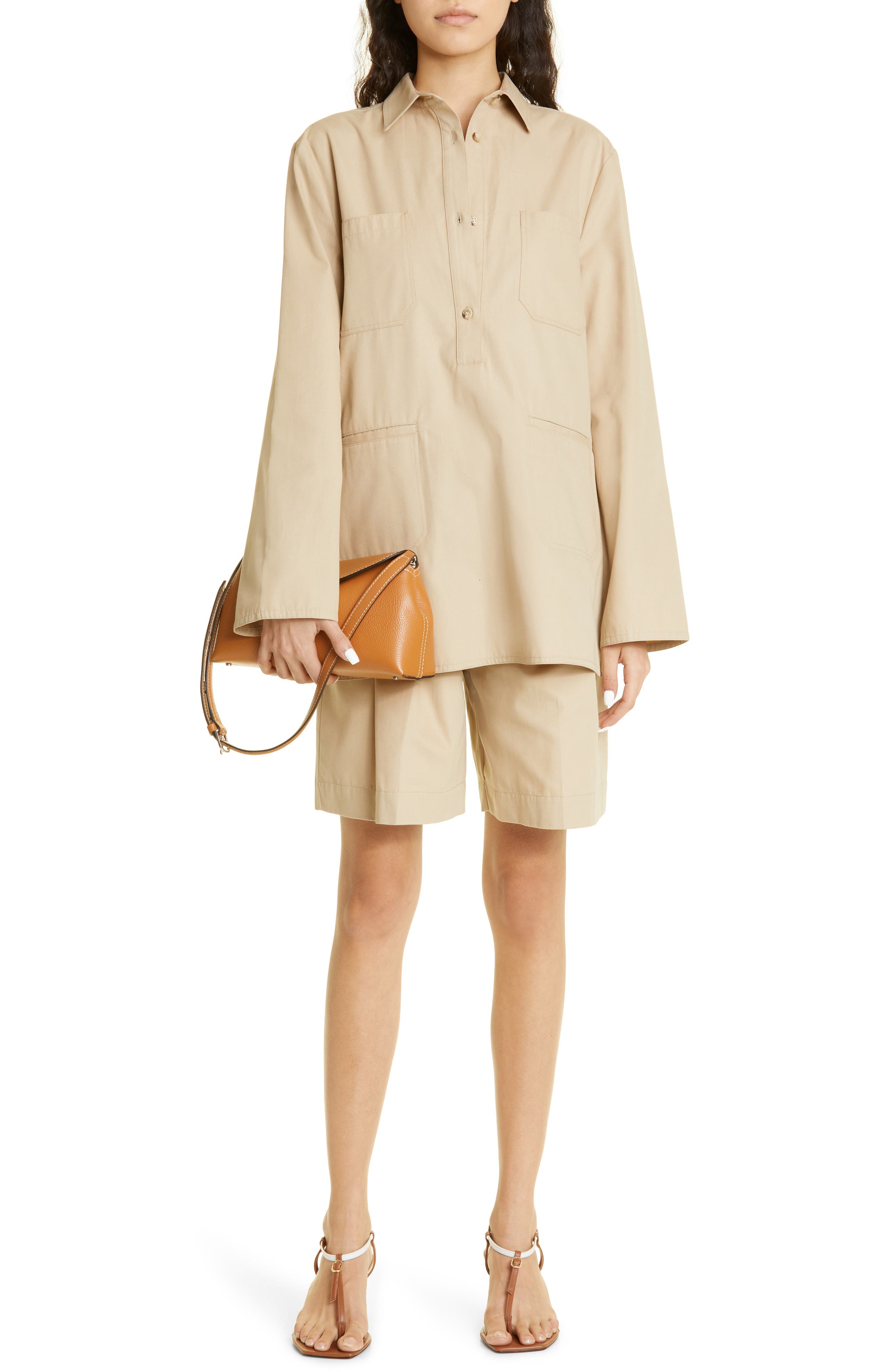 T-Lock Leather Clutch, Alternate, color, TAN GRAIN