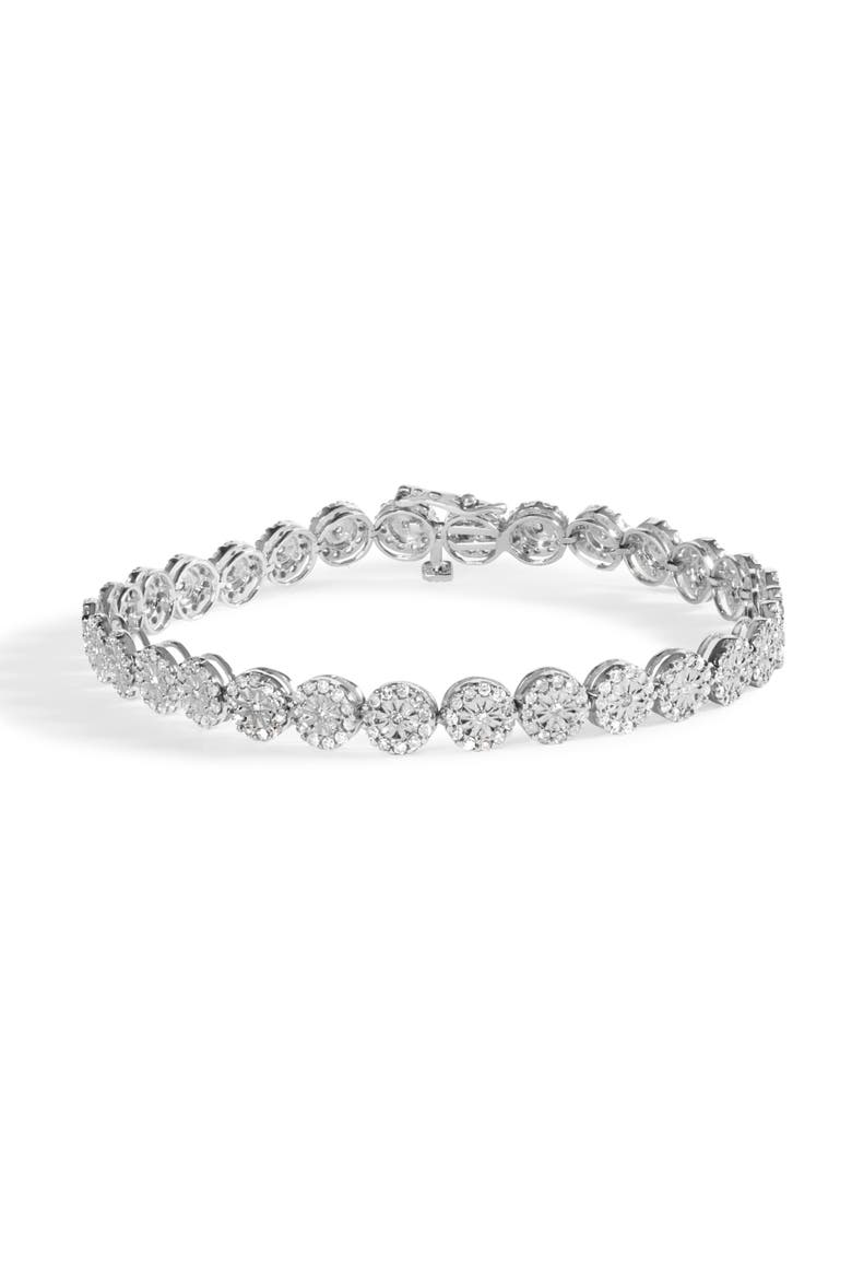 14K White Gold 2.00 Cttw Diamond Halo Link Tennis Bracelet, Main, color, White