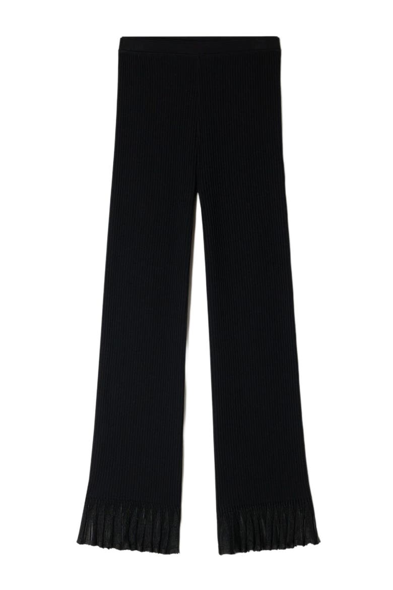 Ruffled knit trousers, Alternate, color, Black