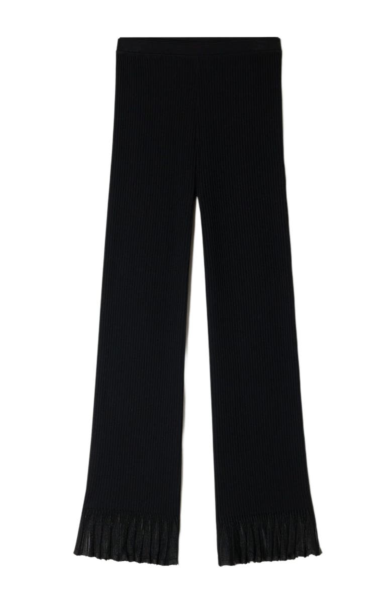 SANDRO Ruffled knit trousers, Alternate, color, Black