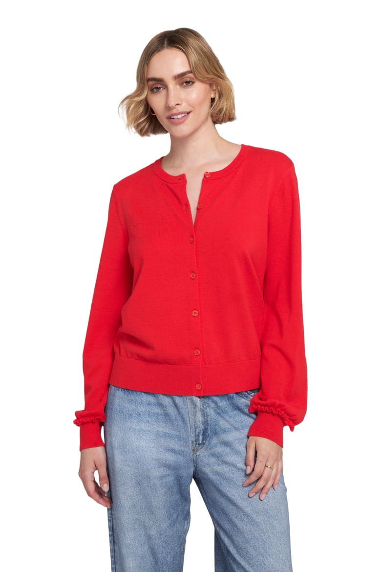 Fine Gauge Light Weight Cardigan Sweater, Alternate, color, Red Amour