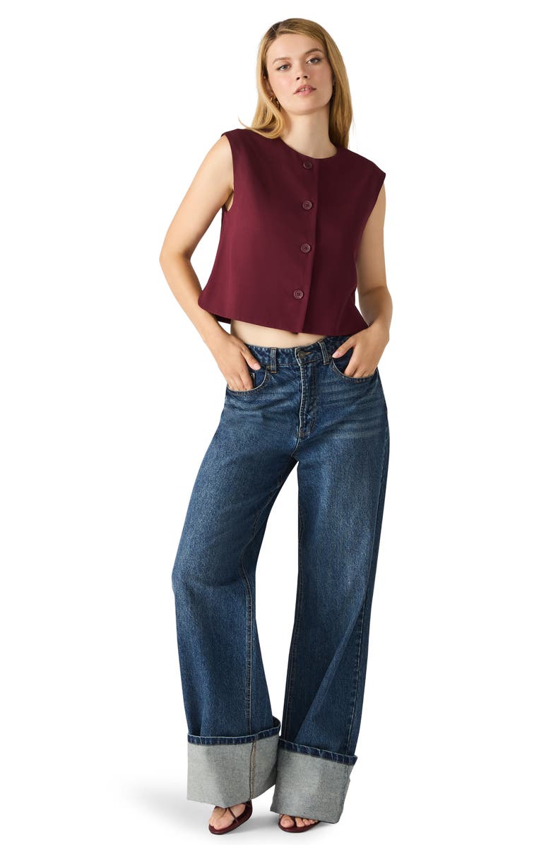 Steve Madden Romona Wide Leg Cuffed Jeans, Alternate, color, Midnight Blue