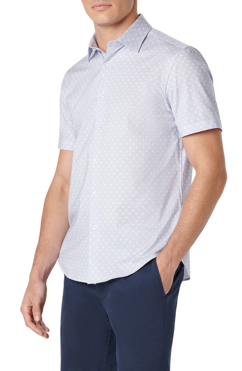 Bugatchi Miles OoohCotton<sup>®</sup> Floral Short Sleeve Button-Up Shirt, Alternate, color, Lilac