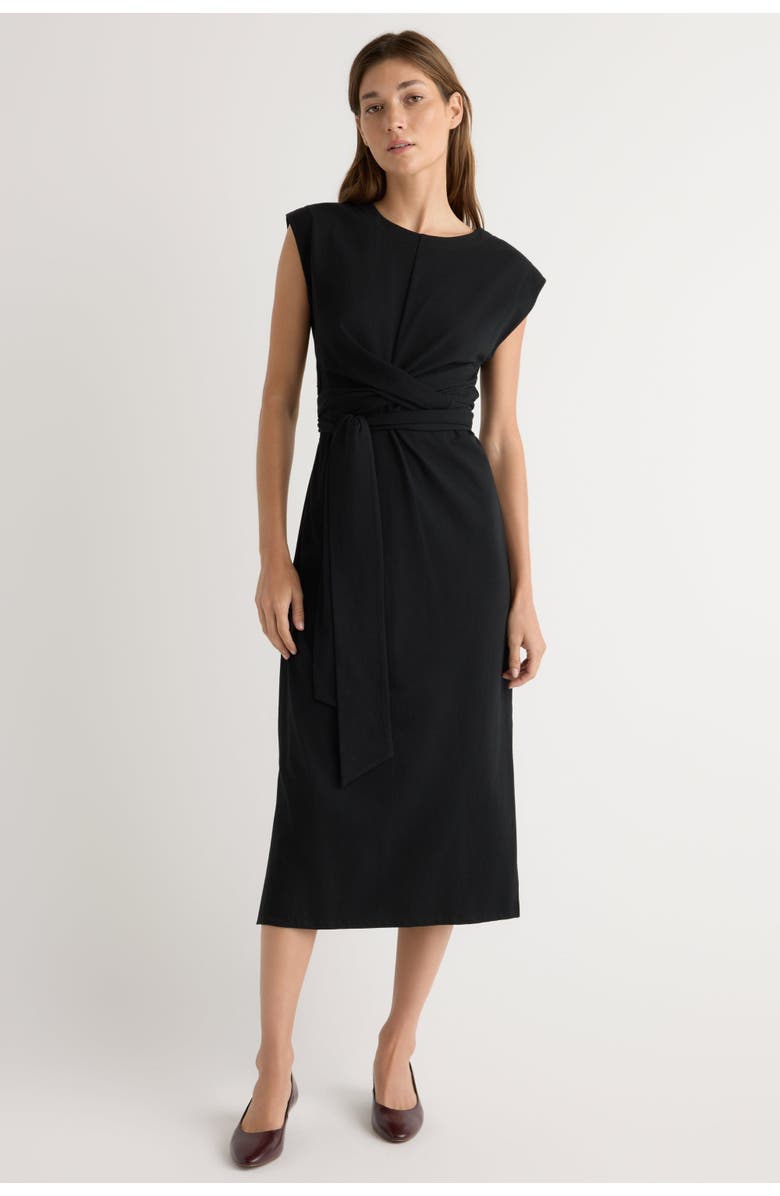 Modern Citizen Fei Tie-Front Organic Cotton Dress, Alternate, color, Black
