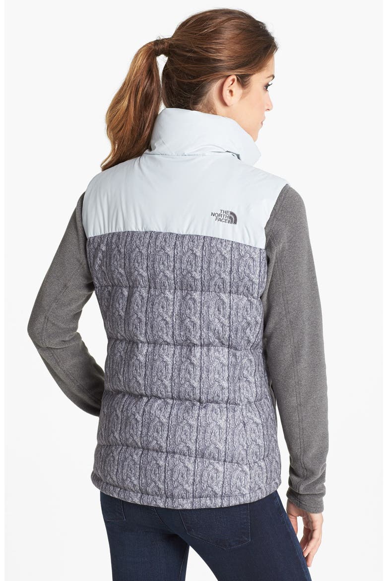 'Nuptse' Cable Print Down Vest, Alternate, color, HIGH RISE GREY CABLE PRINT