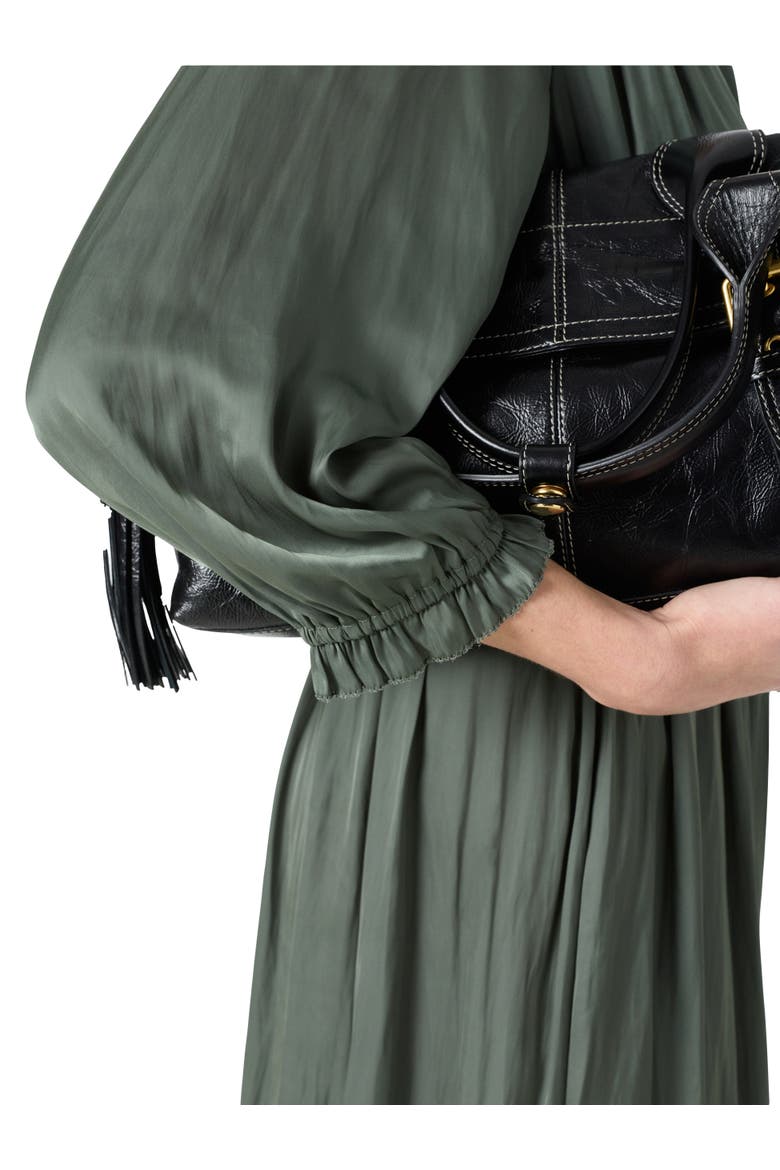 Rubie Satin Midi Dress, Alternate, color, Khaki Green