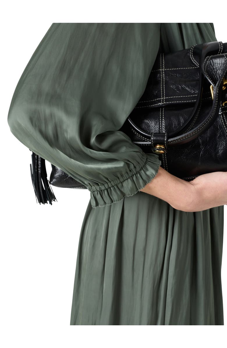 GERARD DAREL Rubie Satin Midi Dress, Alternate, color, Khaki Green