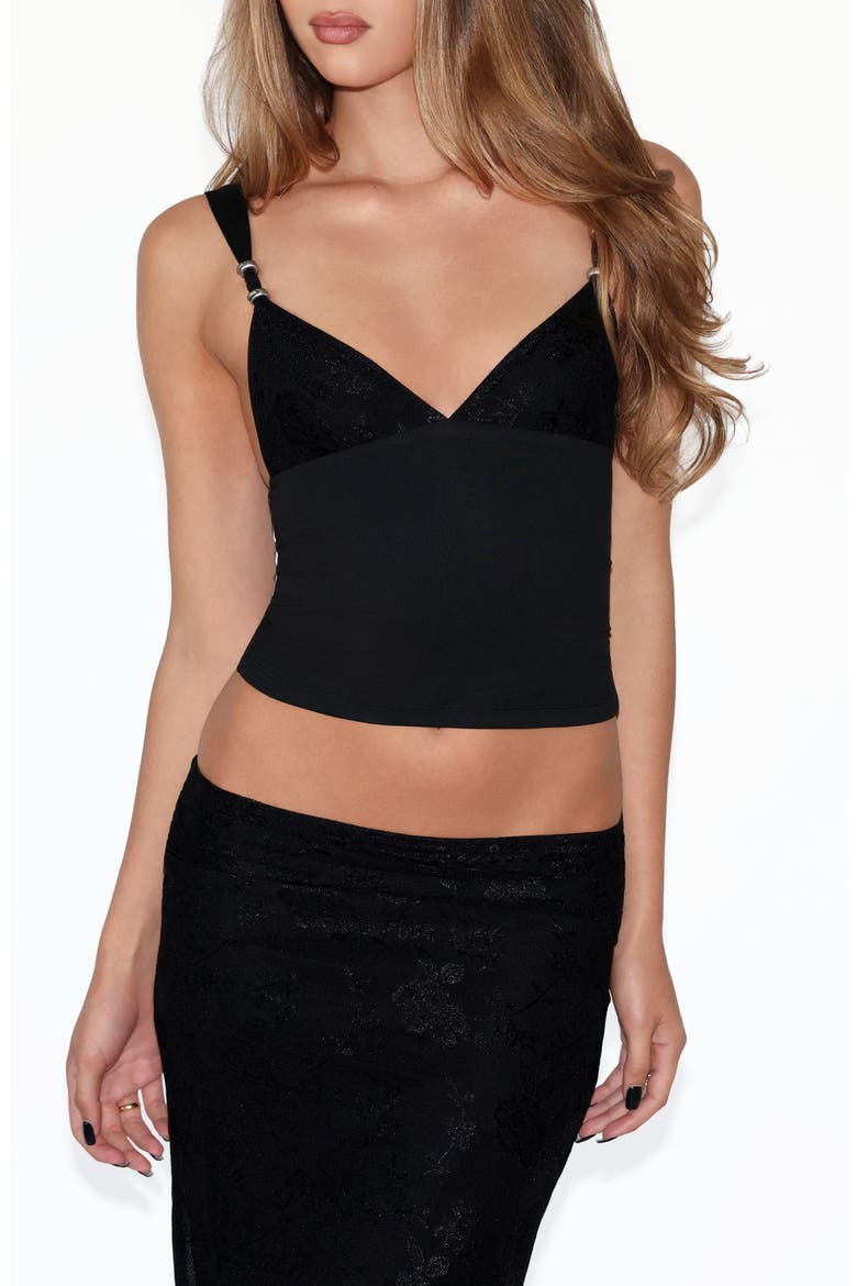 Orly Velvet Contrast Crop Tank, Main, color, BLACK