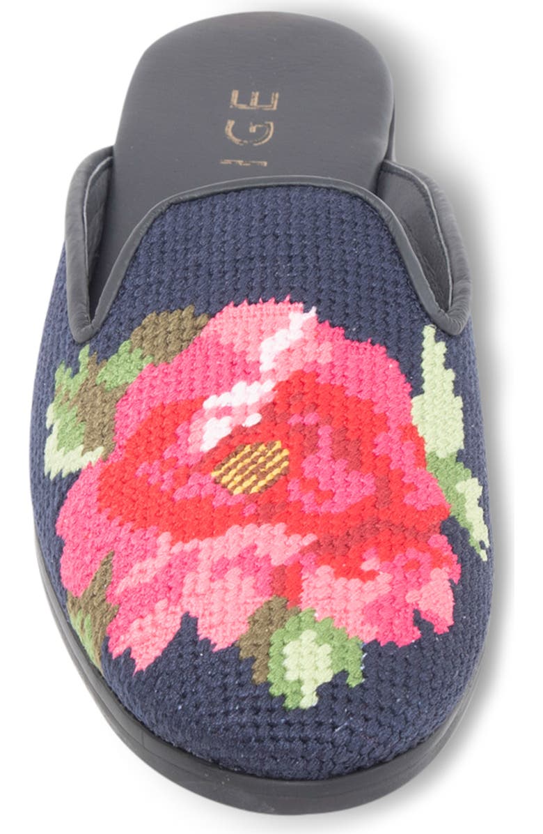 ByPaige Floral Needlepoint Mule, Alternate, color, Navy