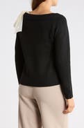 Adrianna Papell Bow Shoulder Bateau Neck Sweater