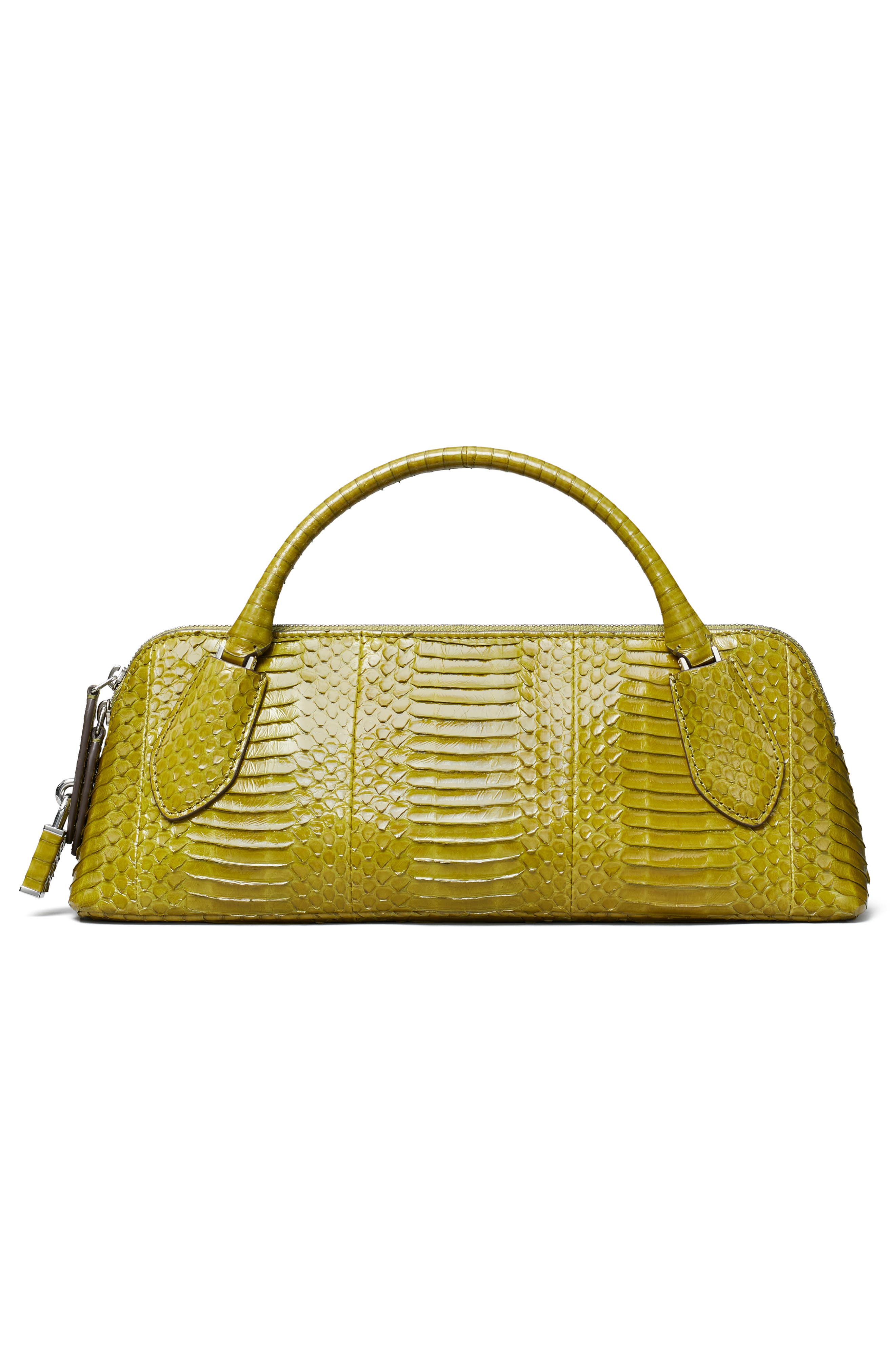 Lock Snake Top Handle Leather Bag, Alternate, color, MOSS