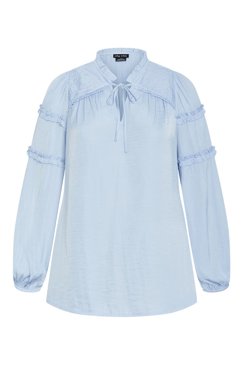Ruffle Puff Sleeve<br />Peasant Blouse, Alternate, color, SKY