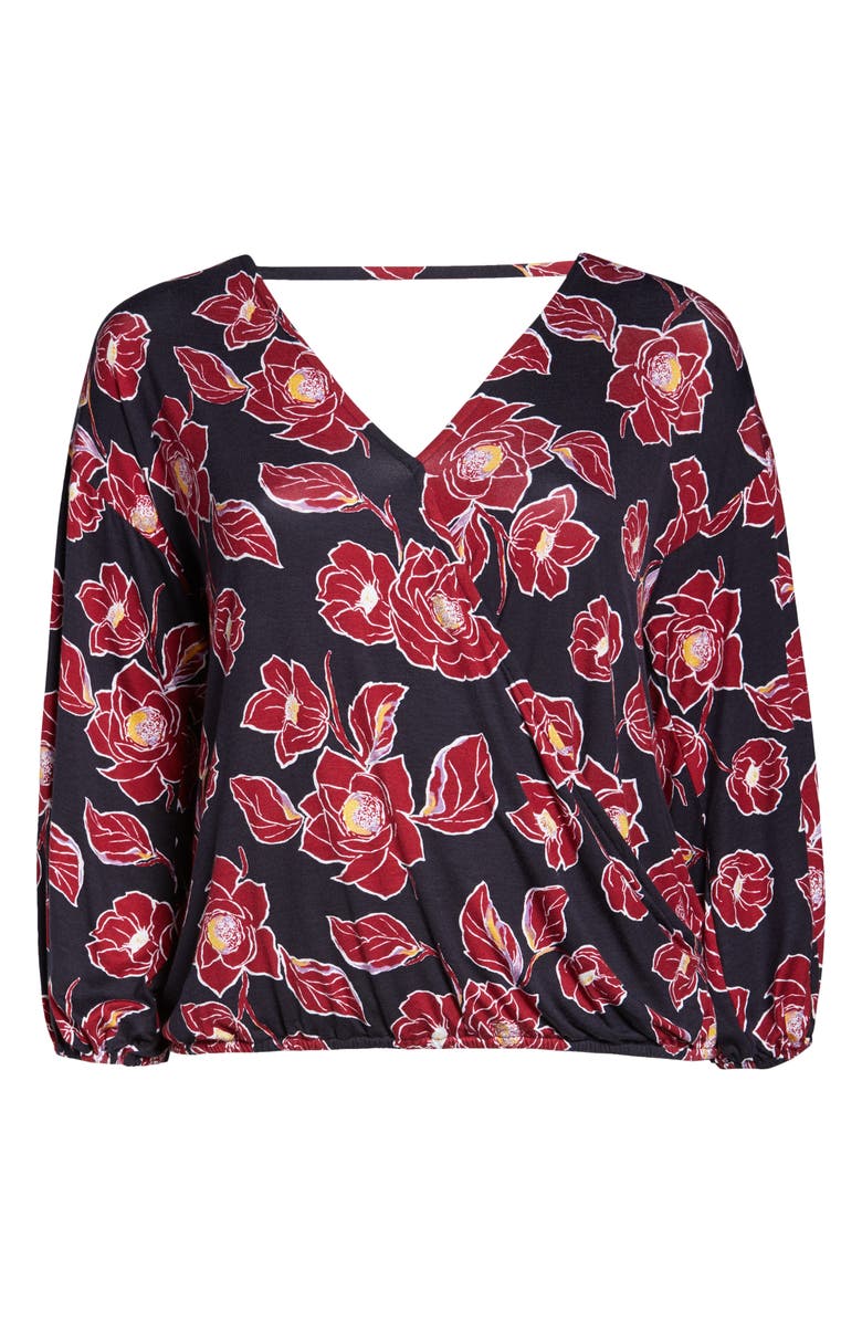 Loveappella Wrap Front Blouson Top, Alternate, color, 