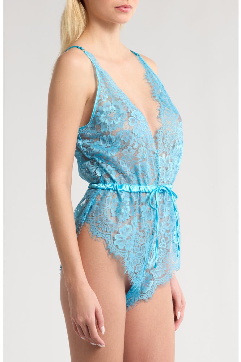 Floral Lace Teddy, Alternate, color, BLUE