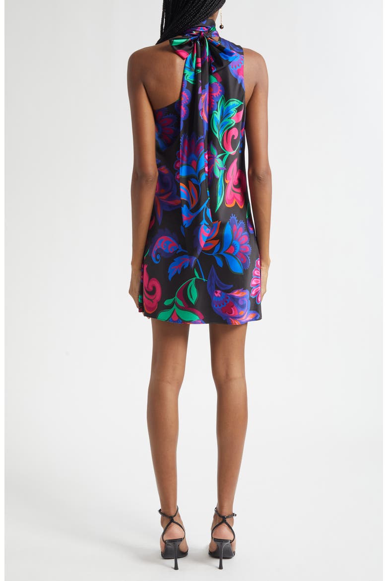 Dolly Asymmetric Stretch Silk Minidress, Alternate, color, BLACK MULTI FLORAL