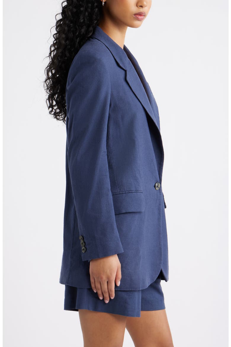 Everyday Linen Blend Blazer, Alternate, color, NAVY INDIGO