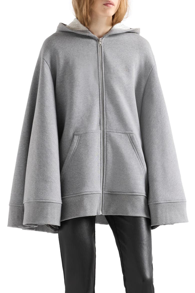 Oversized Full Zip Hoodie, Main, color, COTTON ASH
