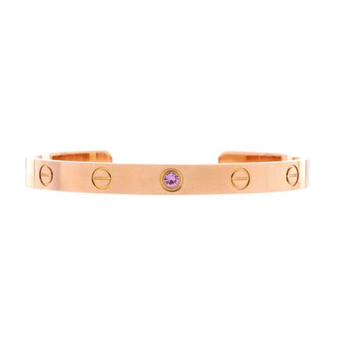 Love Cuff Bracelet 18K Rose Gold with Pink Sapphire