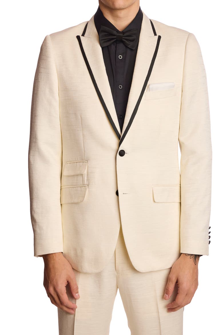 Grosvenor Slim Fit Dinner Jacket, Main, color, MILK WHITE JACQUARD