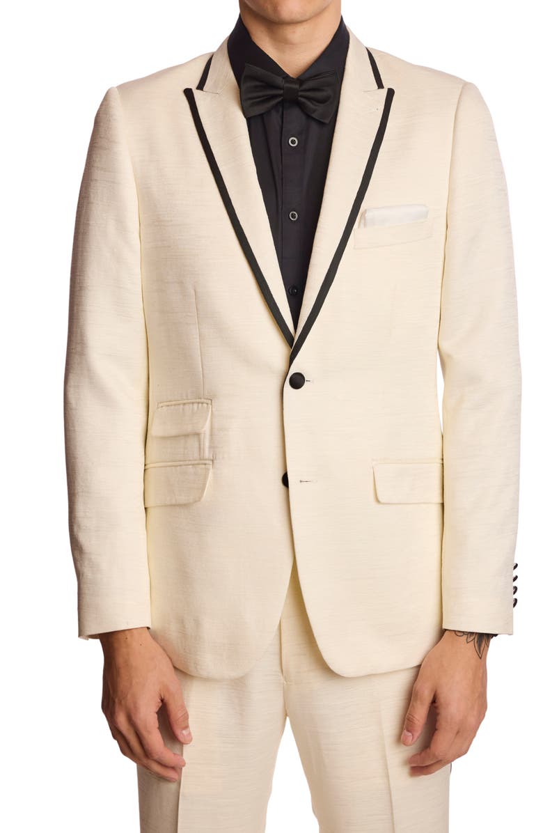 PAISLEY & GRAY Grosvenor Slim Fit Dinner Jacket, Main, color, Milk White Jacquard