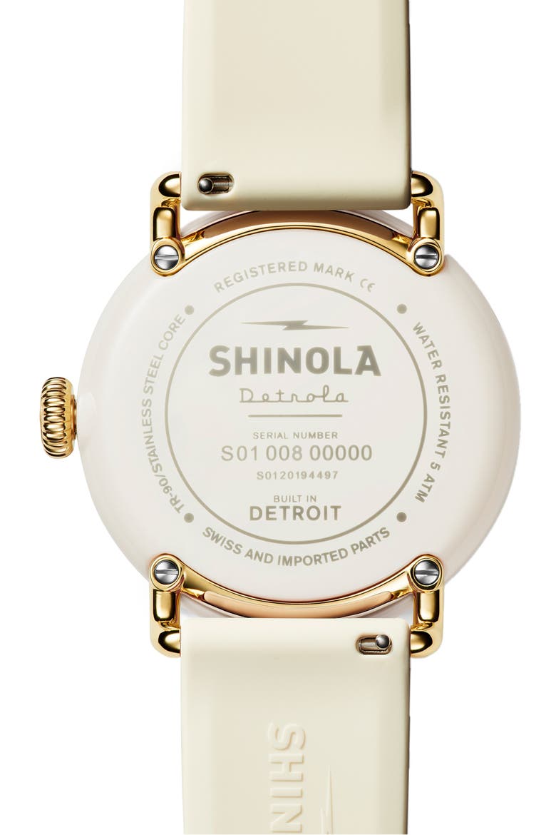 Detrola Au Gold Silicone Strap Watch, 43mm, Alternate, color, GOLD
