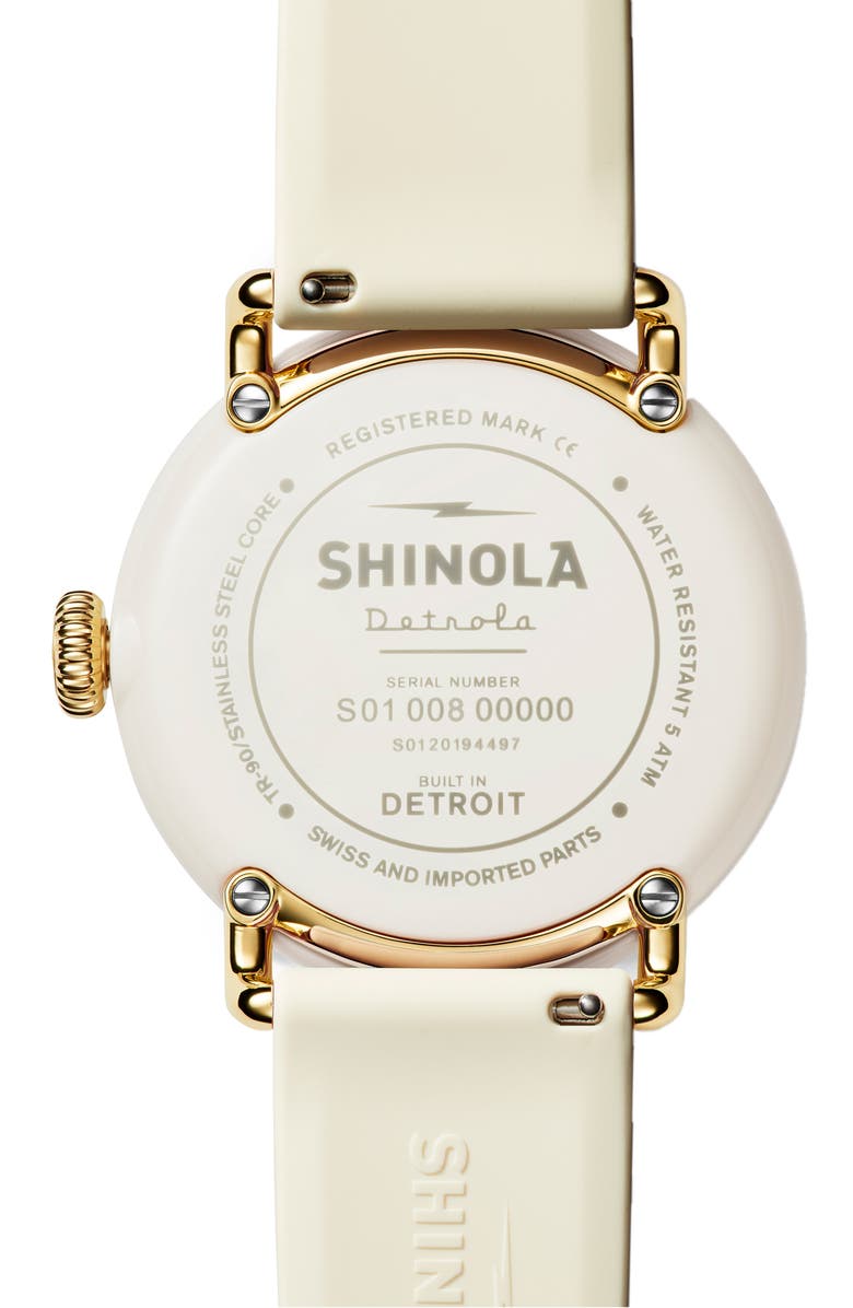 Shinola Detrola Au Gold Silicone Strap Watch, 43mm, Alternate, color,
